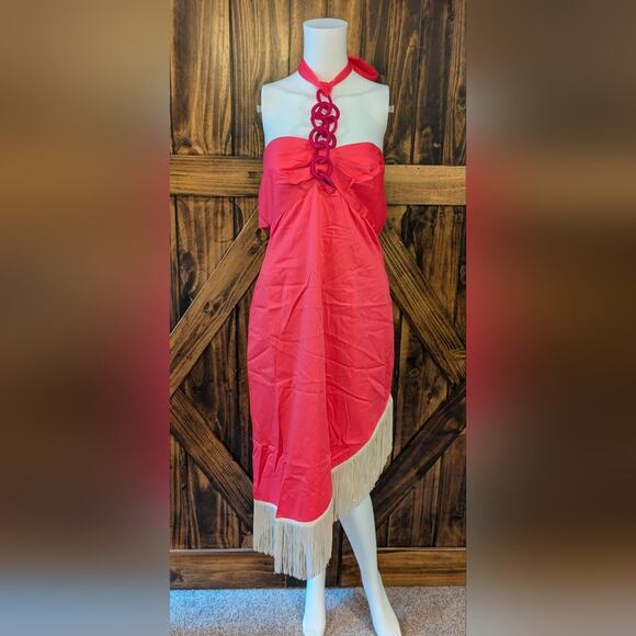 NWT Alden Adair size Medium Fringe Shoshana Dress in pink begonia color - Picture 3 of 8